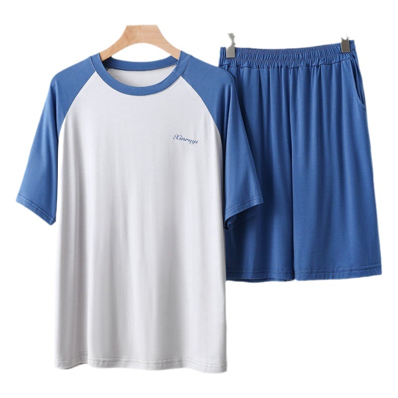 Mordaier Summer Pajamas Men's Thin Loose Short-sleeved Shorts Summer Outwear Sports Home Suit