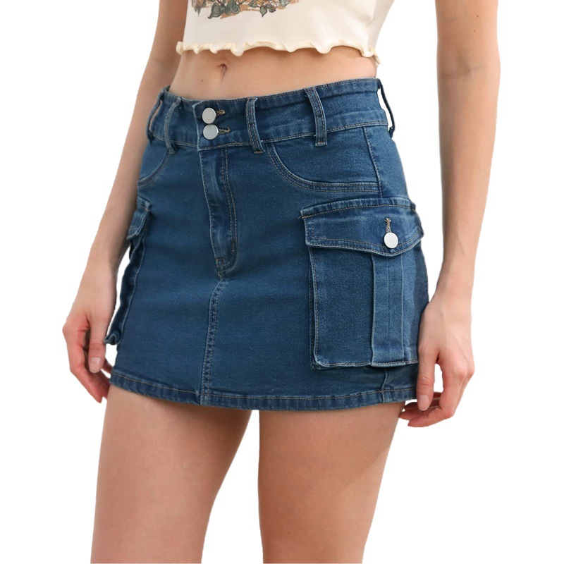 2024 European and American Style Independent Station Export Autum New Ins Style Street Pure Color Low Waist Slim Hip Skirt for Women