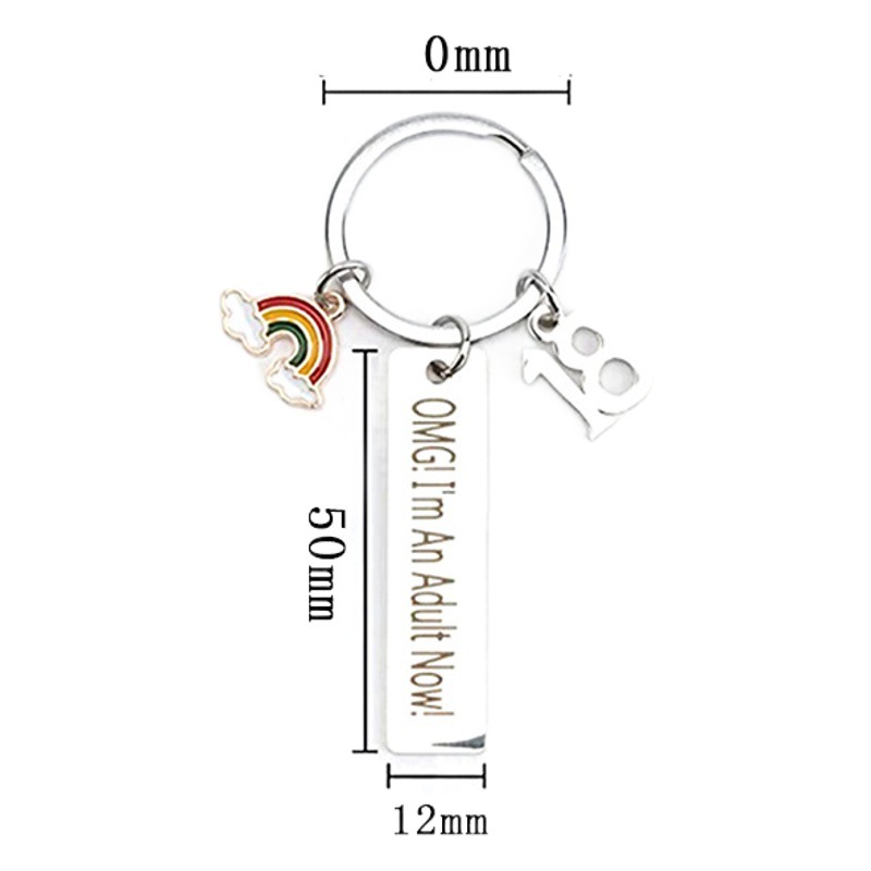 18 year old ADULT gift keychain OMG I'm AN ADULT NOW! Rainbow Keychain