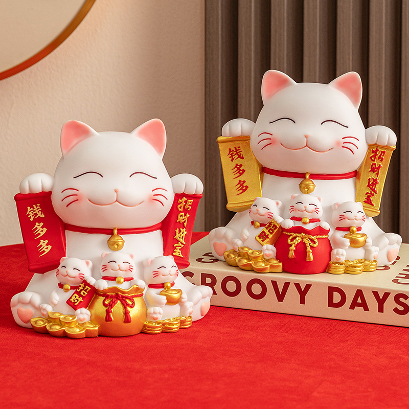 Picture of Lucky Cat creative vinyl piggy bank drop-resistant large capacity change piggy bank can save student gift ornaments