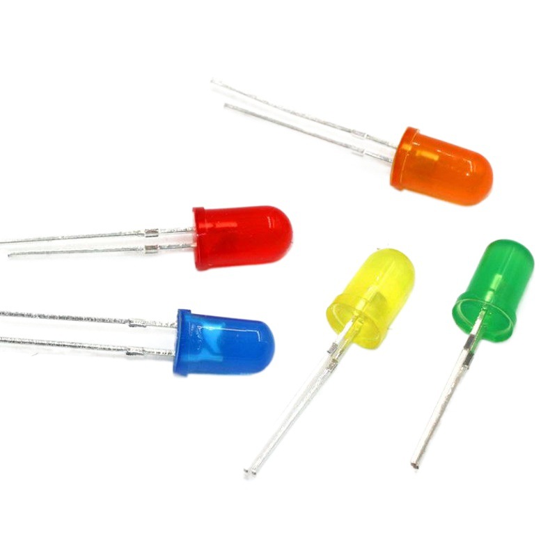 Led Light-Emitting Diode F5/5Mm Round Head Short Leg Edge Colored Lamp Beads White Red Blue Green Yellow Light Straight Plug Lamp Beads