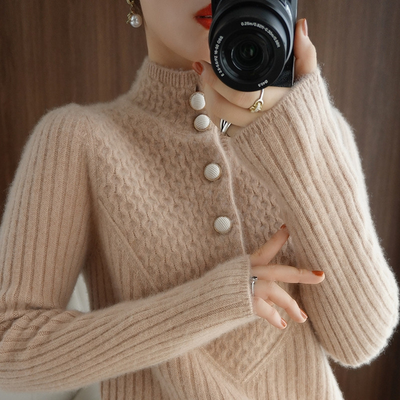 Picture of Autumn and Winter 2024 new top sweater loose outer wear slim half turtleneck long sleeve bottoming sweater women's clothing