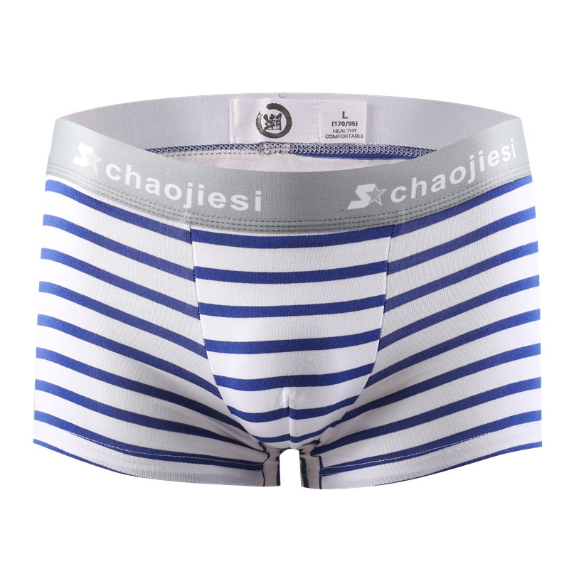 Picture of Trendy Men's Underwear Men's Boxers Striped Underwear Cotton Stenty Sports Low Waist Shorts Youth Four-Corner Shorts