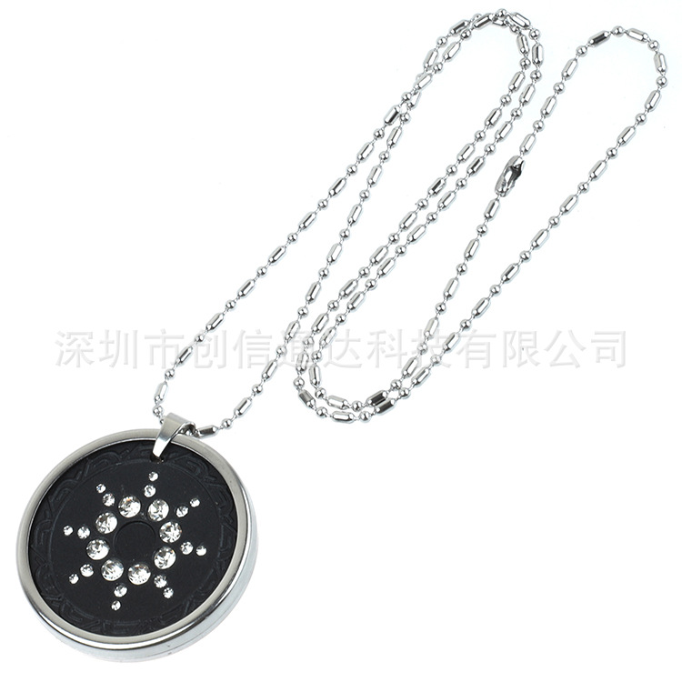 Picture of Quantum Pendant with Diamond Metal Chain Will Be Sold Natural Volcanic Stone Negative Ion Pendant Quantum Pendant