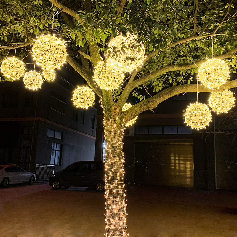 Led Takraw Ball Light Hanging Tree Christmas Lantern Waterproof Outdoor Light Ball Ball Light Landscape Lighting Engineering Decorative Light