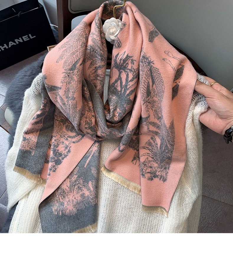 Picture of 2024 New Fashionable Big-Name Versatile Orange High-End Wool Cashmere Shawl Scarf for Women Winter Dual Use