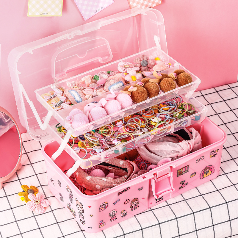 Children's Hair Accessories Storage Box Girl Baby Hairpin Rubber Band Headband Hairpin Ring Dressing Cute Headband Jewelry Box