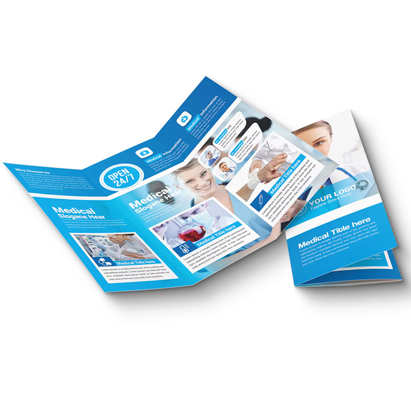 Picture of Free Design and Production of Double-Sided Opening Color Page Customization Enrollment Simple Seal Advertising Small Batch Folding Custom Leaflet