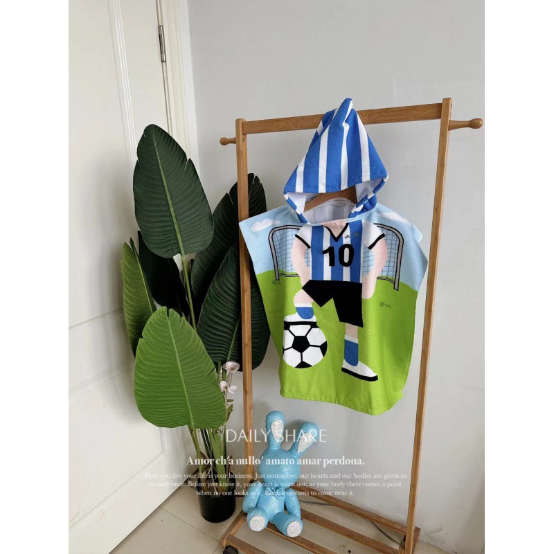 Picture of Children's Bath Towel Hooded Poncho Bathrobe Super Soft Wearable Baby Absorbent Towel for Boys and Girls Swimming