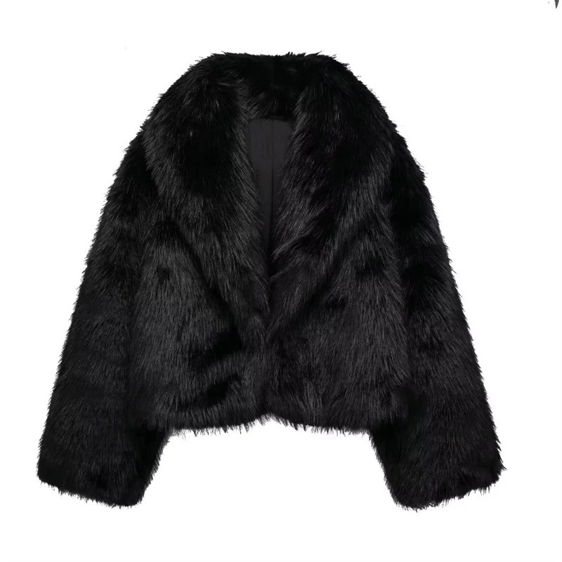 Winter women's lapel artificial wool regular warm coat coat 2024 new European and American fashion coat