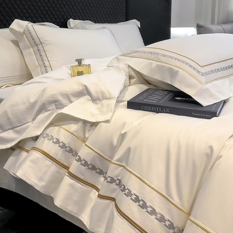 Picture of Light luxury 200S long staple cotton cotton four-piece set 100 cotton bedding sheets quilt cover bed 4-piece set a generation of hair