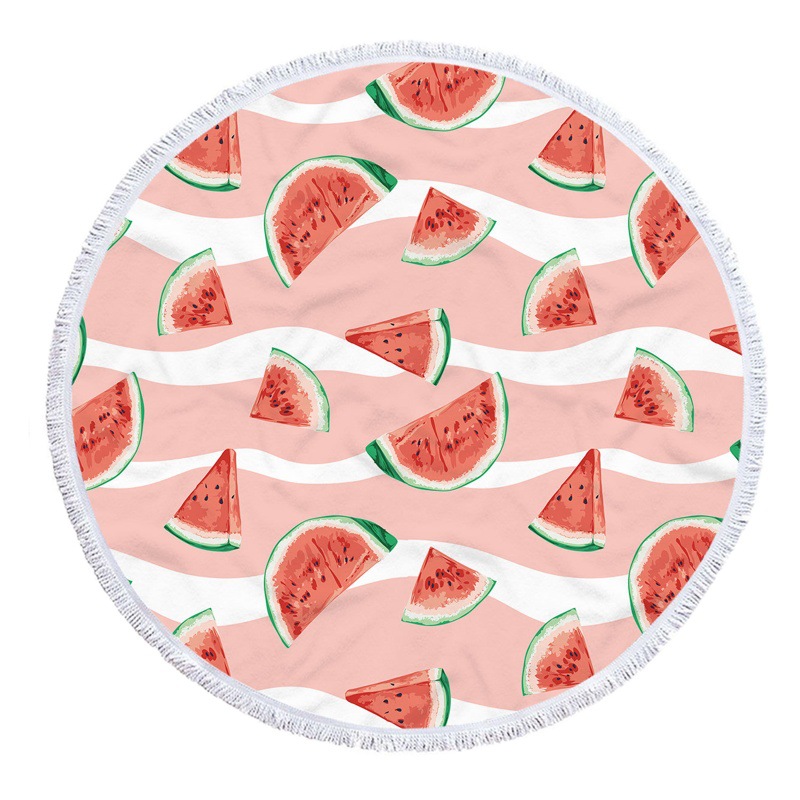 Cross-border beach mat round beach towel bath towel microfiber towel seaside bathrobe watermelon one piece