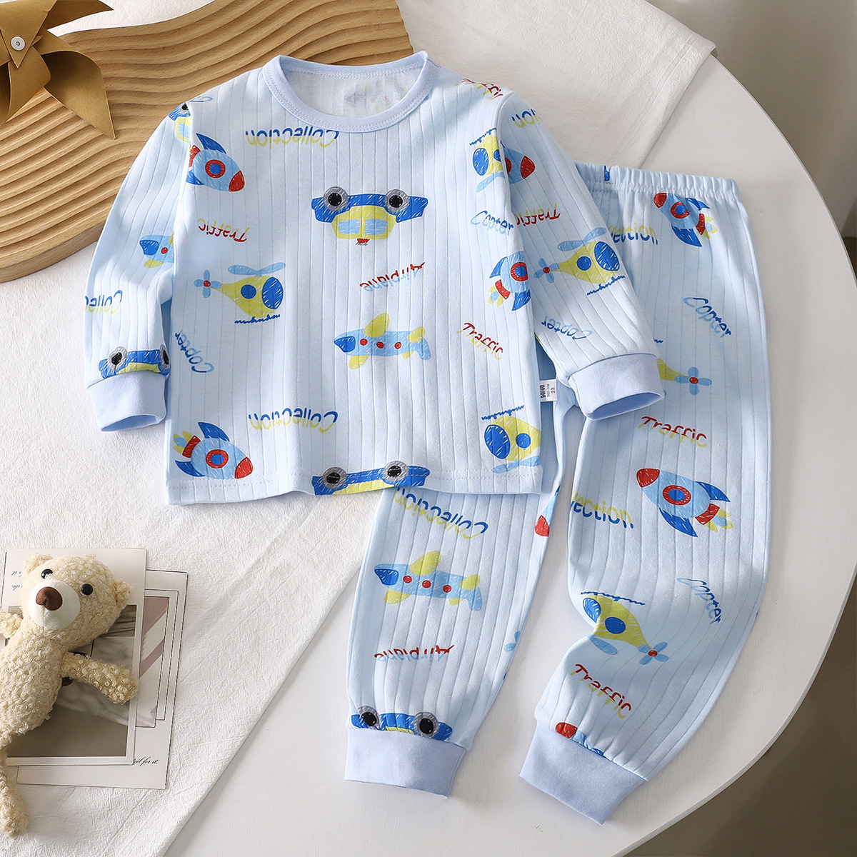 Picture of Children's Cotton Underwear Set, New Autumn Style, Baby Boys' Loungewear, Girls' Pajamas, Autumn Clothes and Pants, Children's Clothing