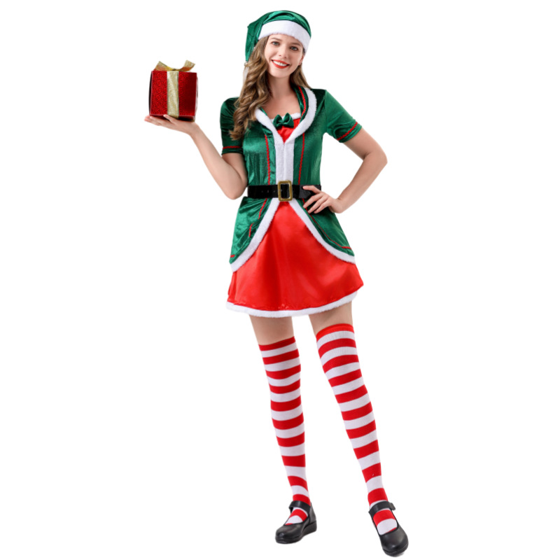 Picture of Classic Santa Claus Couple Costume Christmas Elf Costume European and American Size Christmas Party Christmas Costume