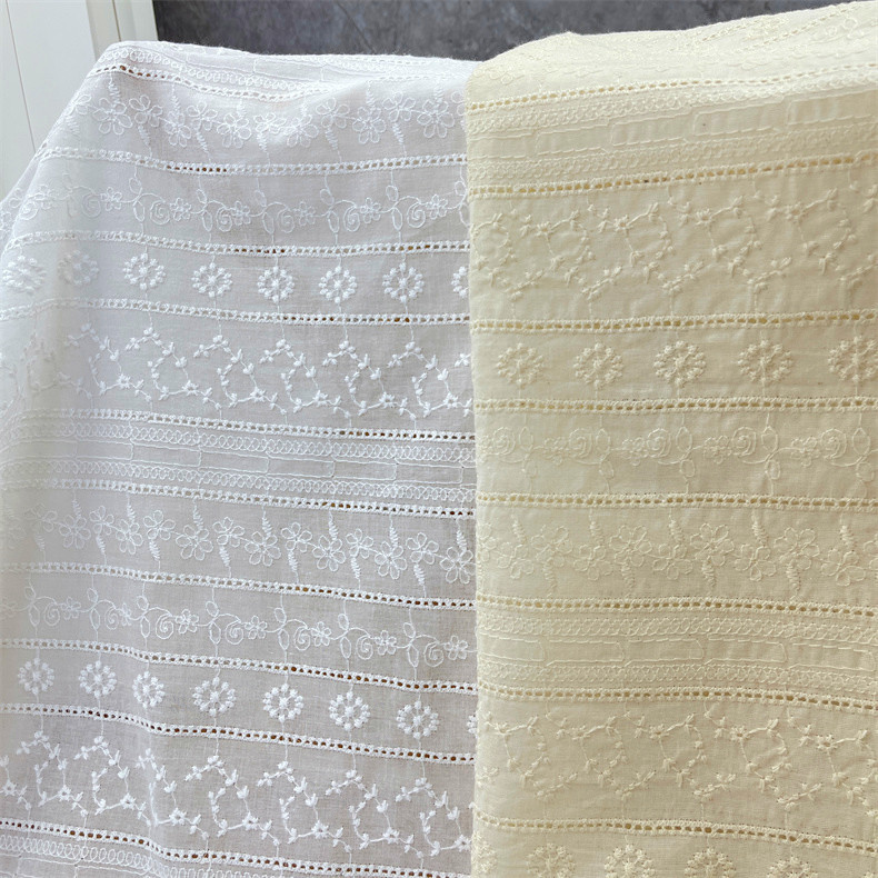 Cotton Lace Hollow Embroidered Fabric Fabric Fabric Clothing Dress Cotton Perforated Water Soluble Embroidered Lace Fabric