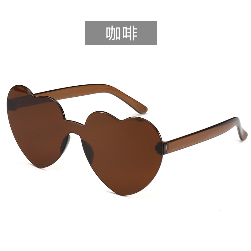 Picture of Heart Sunglasses, Heart Sunglasses, Jelly Color Rimless Heart-Shaped One-Piece Glasses, Dazzling Color Glasses
