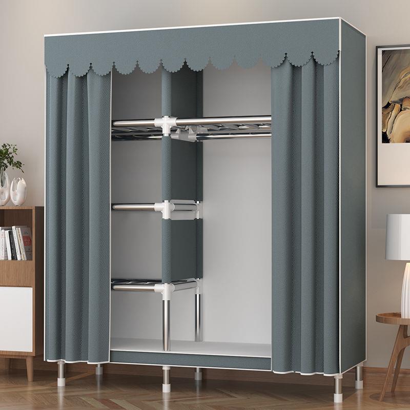 M simple wardrobe for rental cloth wardrobe home bedroom assembly cabinet steel pipe thickened reinforcement storage rack L