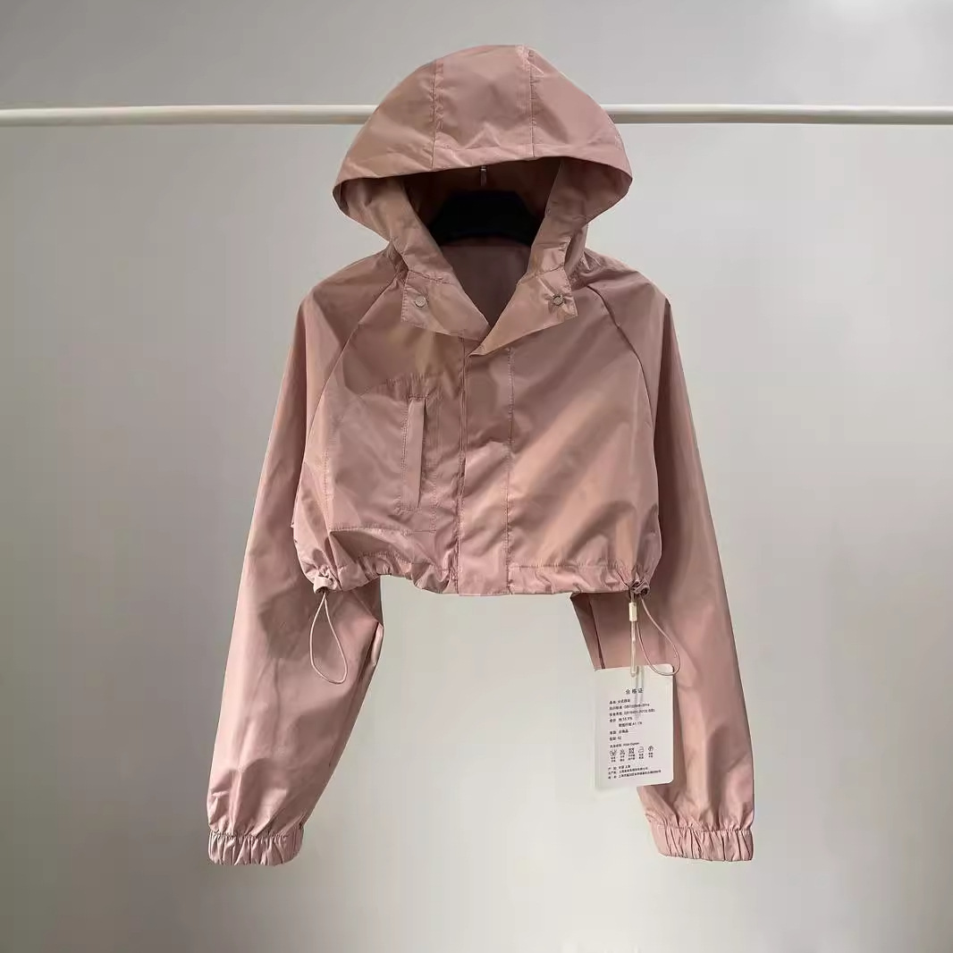 European and American Sexys Outdoor Short Jacket Women's Street Autumn Workwear Casual Loose Hooded Long-Sleeved Thin Short Outwear