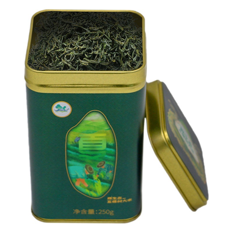 Pu'er single fir tea iron pot square green tea tinplate box white tea spring tea metal sealed storage tank customization