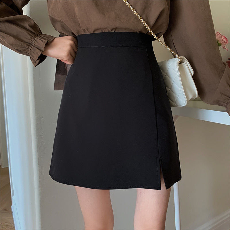 Picture of Black A- line Skirt Women's Summer 2022 New High Waist Split Short Skirt High-end Hip Suit Skirt