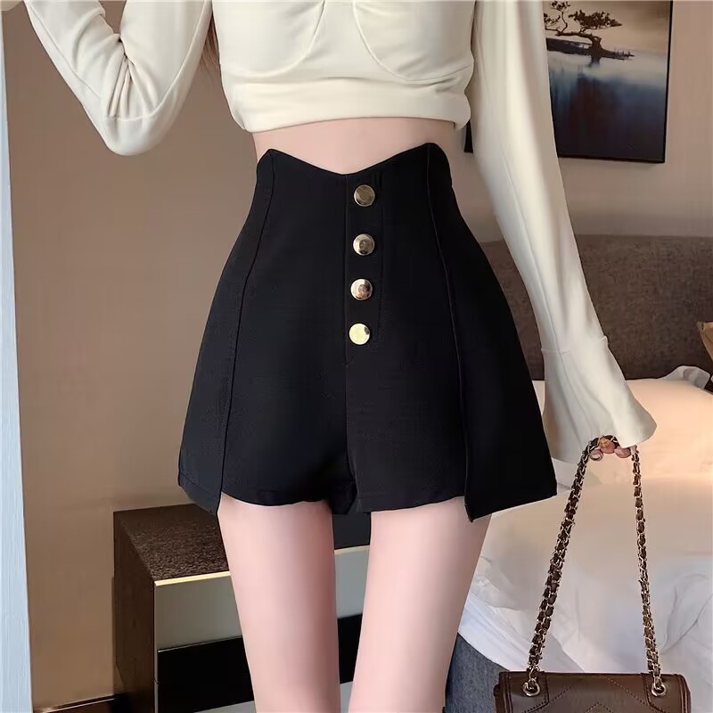 High-Waisted Slimming Casual Wide-Leg Pants for Women, Summer Irregular Suit Fabric A-Line Shorts, Trendy Hot Pants