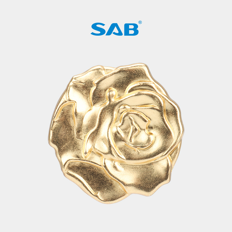[Ready Stock Wholesale] Sab European Standard Environmentally Friendly Metal Buttons Clothes Pants Tops Buttons Flower Pattern Fashion Buttons