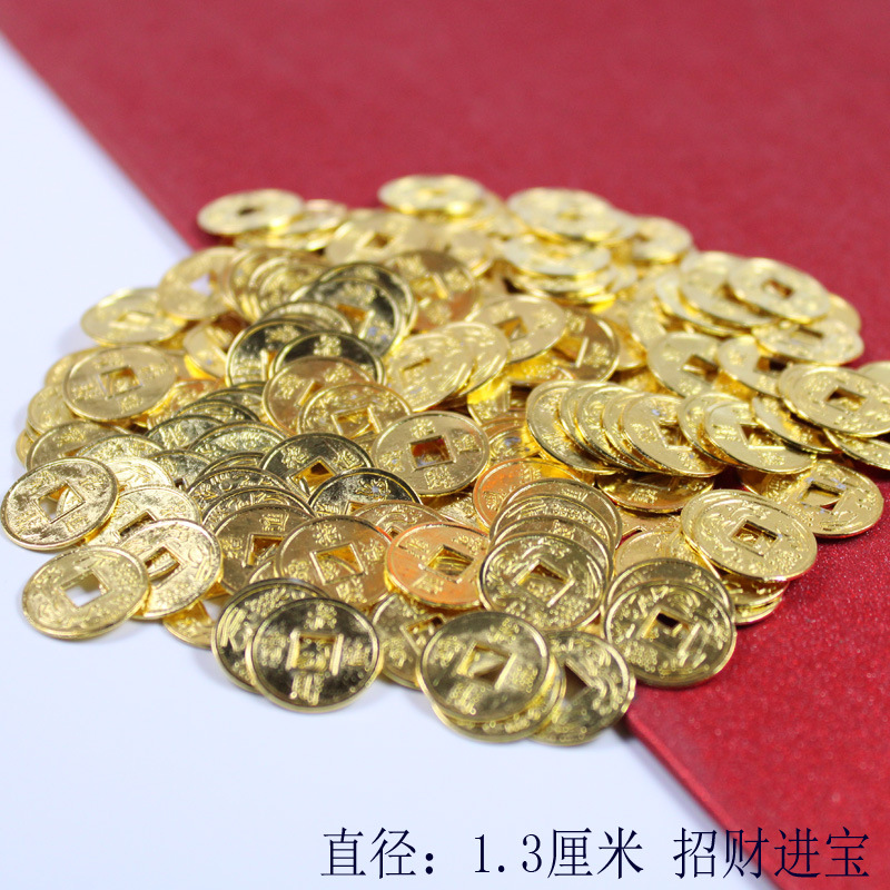 Picture of Fortune tree Crafts accessories copper coins/alloy copper coins 2.0cm Golden Lucky Dragon and Phoenix copper coins epoxy accessories