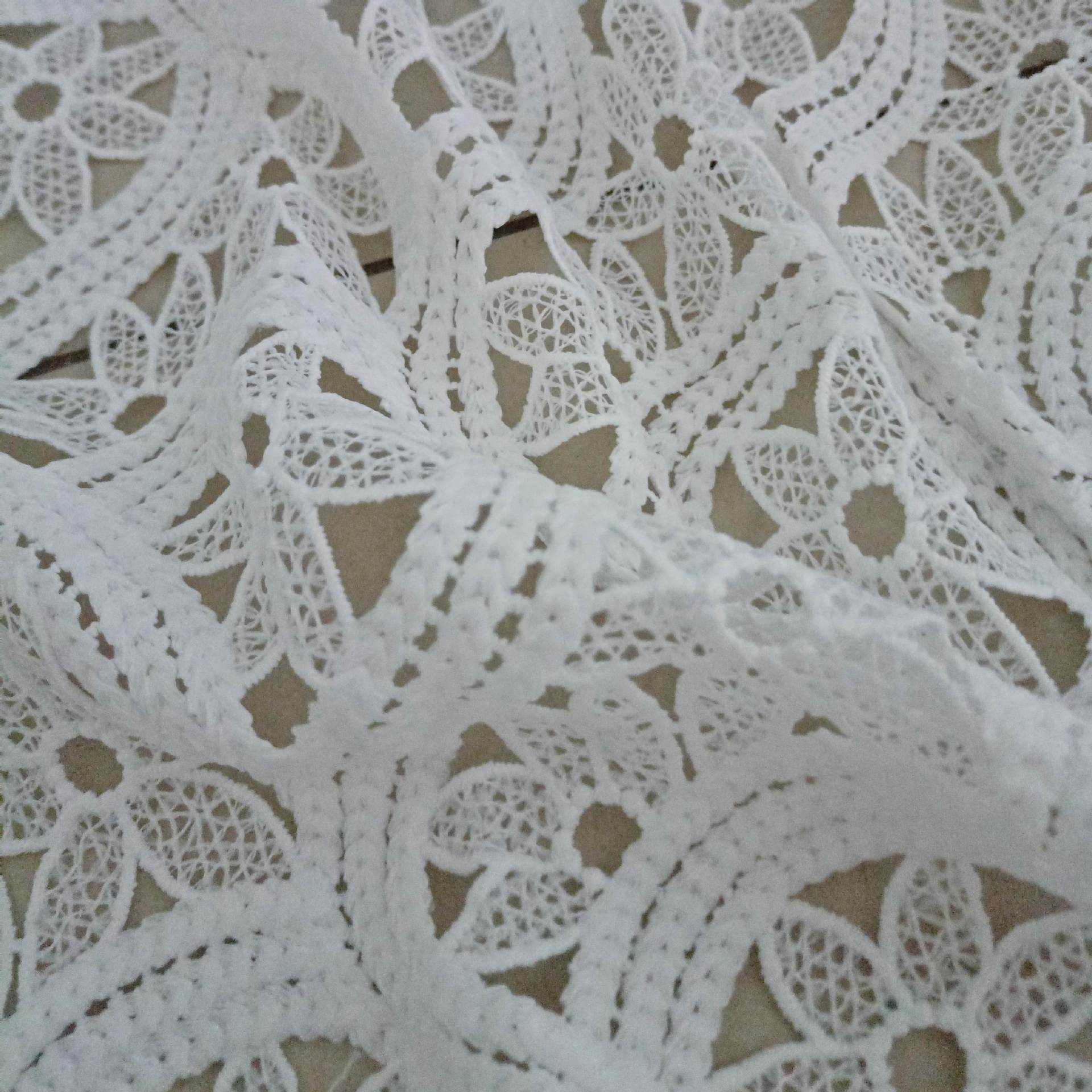 Three-dimensional Hollow Fabric Water-soluble White Hook-like Embroidered Wedding Dress Fashion Square Geometric Pattern Bag Wedding Gauze