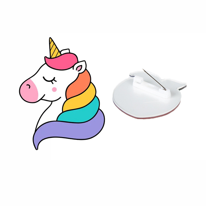 Picture of Japanese and Korean Acrylic Badges Anime Cartoon Cute Brooch Unicorn Rainbow Little Girl Bag Pendant Accessories