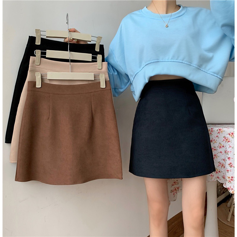 2023 autumn and winter New Korean style high waist slimming woolen skirt small tall Western style woolen skirt for women