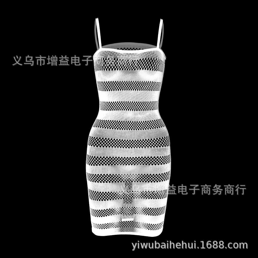 Picture of Striped sexy mesh jumpsuit sling fishnet sexy temptation horizontal stripe w094