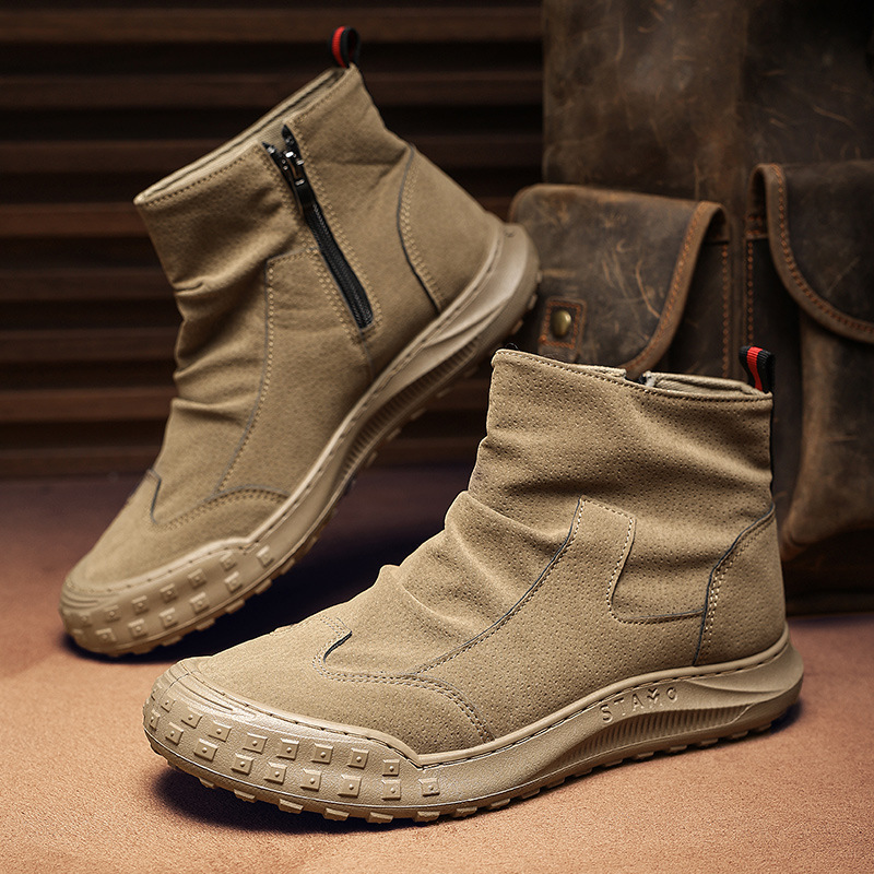 Boots Men's Autumn and Winter New Casual Men's High-top Tooling Shoes Dirt-resistant Waterproof Martin Boots Vintage Suede Men's Boots