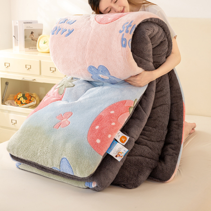 Picture of Lamb Velvet Quilt Winter Quilt Milk Velvet Coral Velvet Spring & Fall Quilt Student Dormitory Single Quilt Quilt Core Does Not Shed Lint