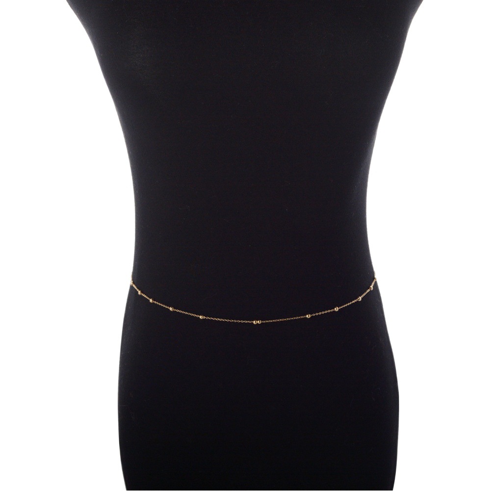 European and American cross-border jewelry new summer fashion sexy hip waist chain gold and silver round bead waist chain beach chain