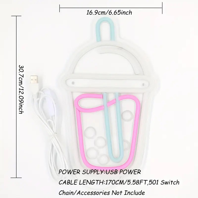 Picture of Baby Bottle Neon Light Cross-Border E-Commerce Label Sticker Luminous Light Sign with English Letter Pattern Decoration Hot Sale Cross-Border