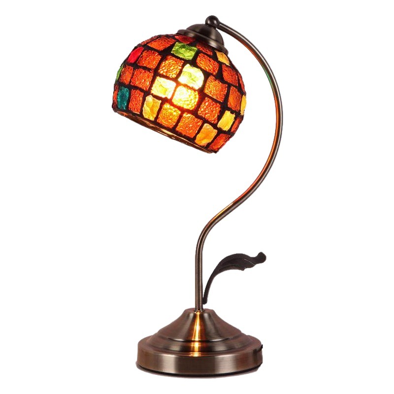 Cross-border Amazon Vintage Mosaic Bedroom Decorative Bedside Night Light Bar Cafe Glass Tiffany Table Lamp