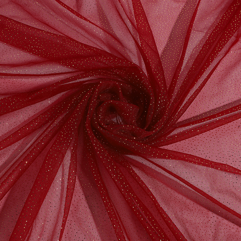 In-Stock Soft Nylon Plain Mesh Fabric for Hanfu Skirts with Large Skirts and Gold Dot Foil Mesh Fabric
