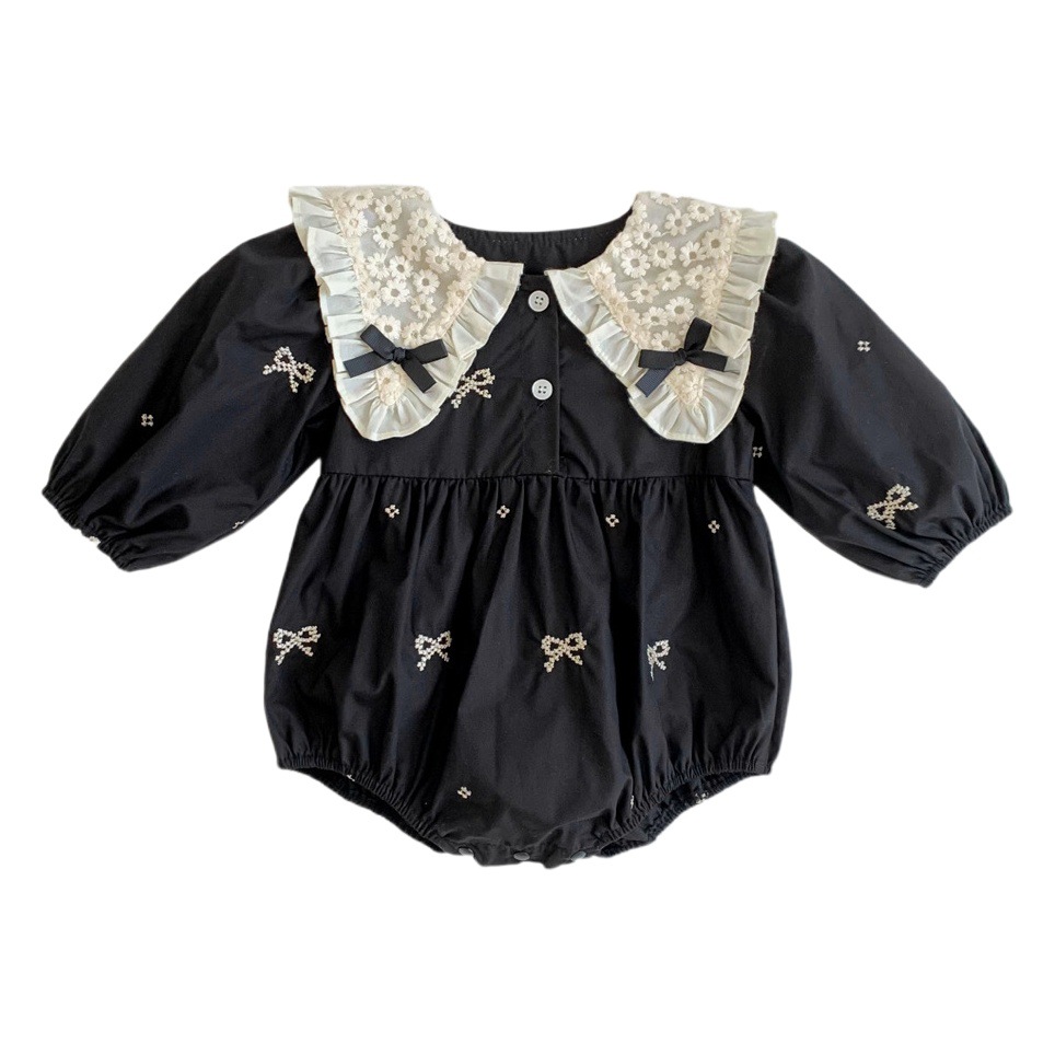 Ins Autumn Sisters Harem Dress Doll Collar Lace Embroidered Baby Girl Long-Sleeved Romper Fashionable Kidsren's Skirt Going Out