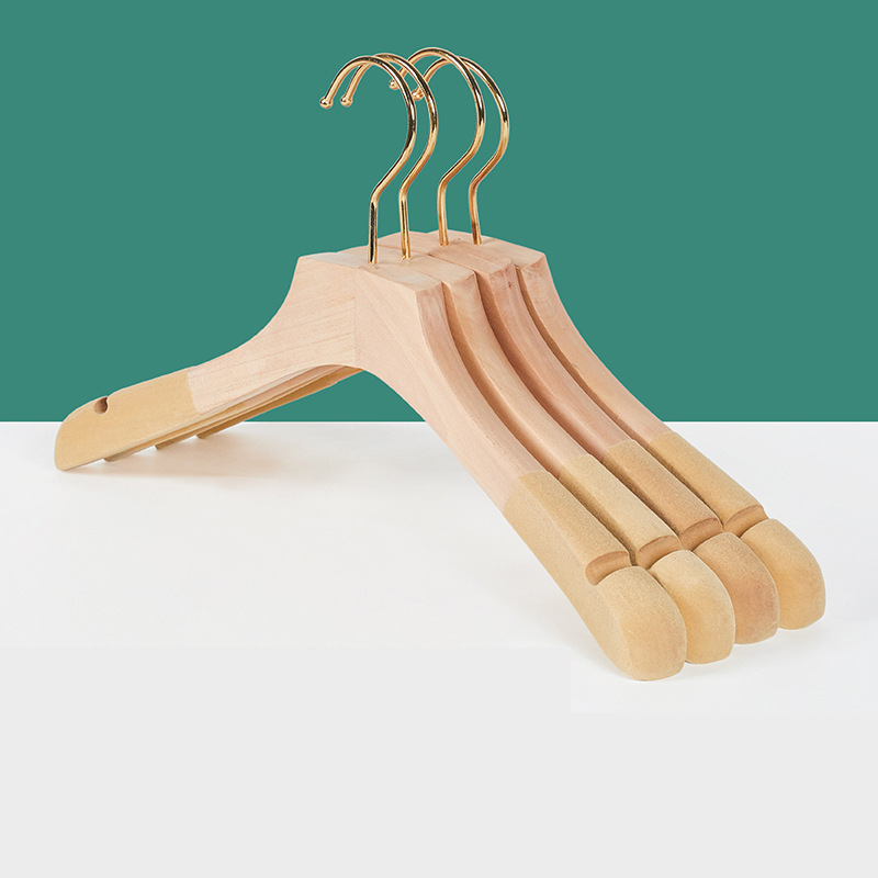 Picture of Clothing Store Solid Wood Clothes Hanger Log Color Paint-Free Non-Slip Wooden Clothes Support Seamless Trouser Hanging Clip Logo