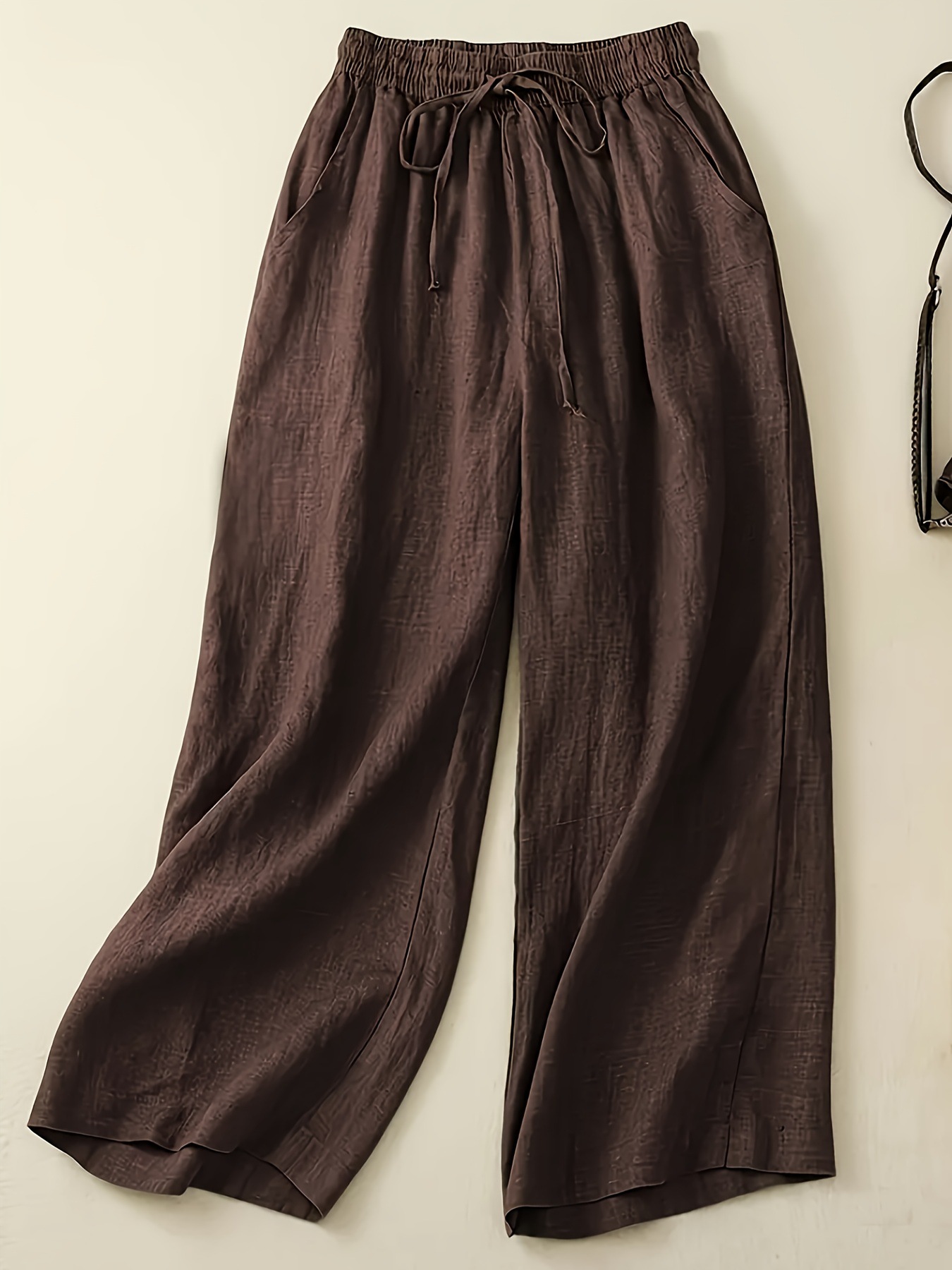 2025 European and American New Wide-Leg Pants Casual Loose Wide-Leg Pants Drapey Summer Brown Women's Pants Comfortable Linen