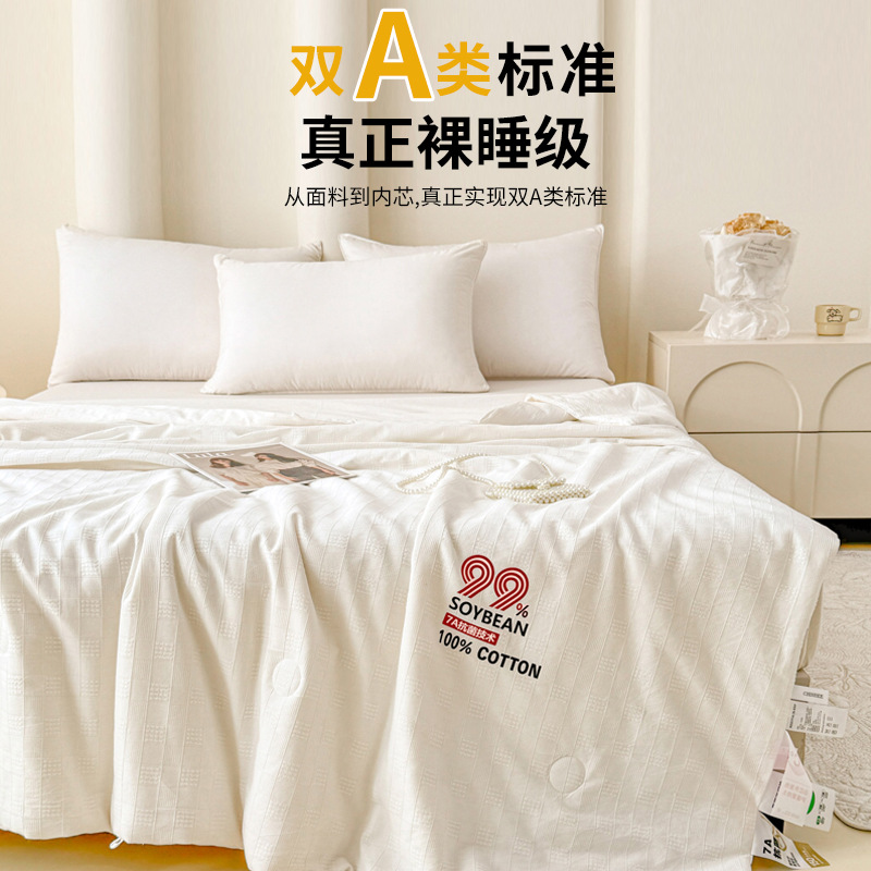 Picture of High-end Class A Cotton 99% Soybean Fiber Summer Quilt Washable Summer Cool Quilt Pure Cotton Air Conditioning Quilt Summer Thin Quilt Core