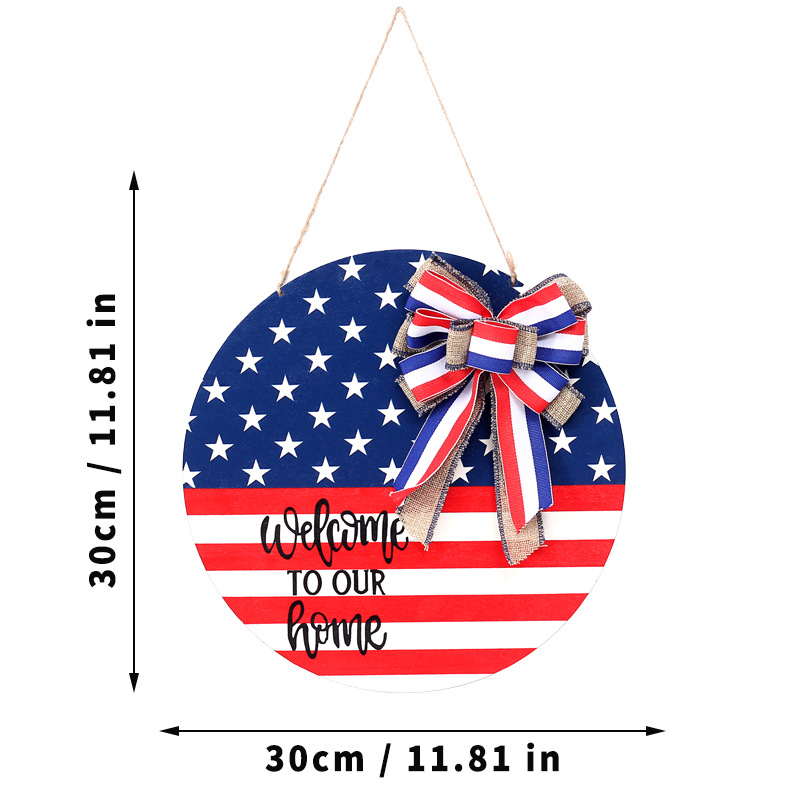 Picture of Cross-border in Stock American Independence Day wooden door decoration hanging flag home holiday decoration door hanging plate