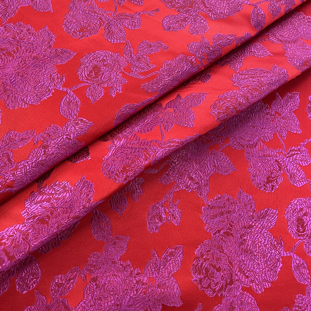 Brocade 150 rose new Chinese style cheongsam vest fabric wedding festive jacquard fabric wholesale