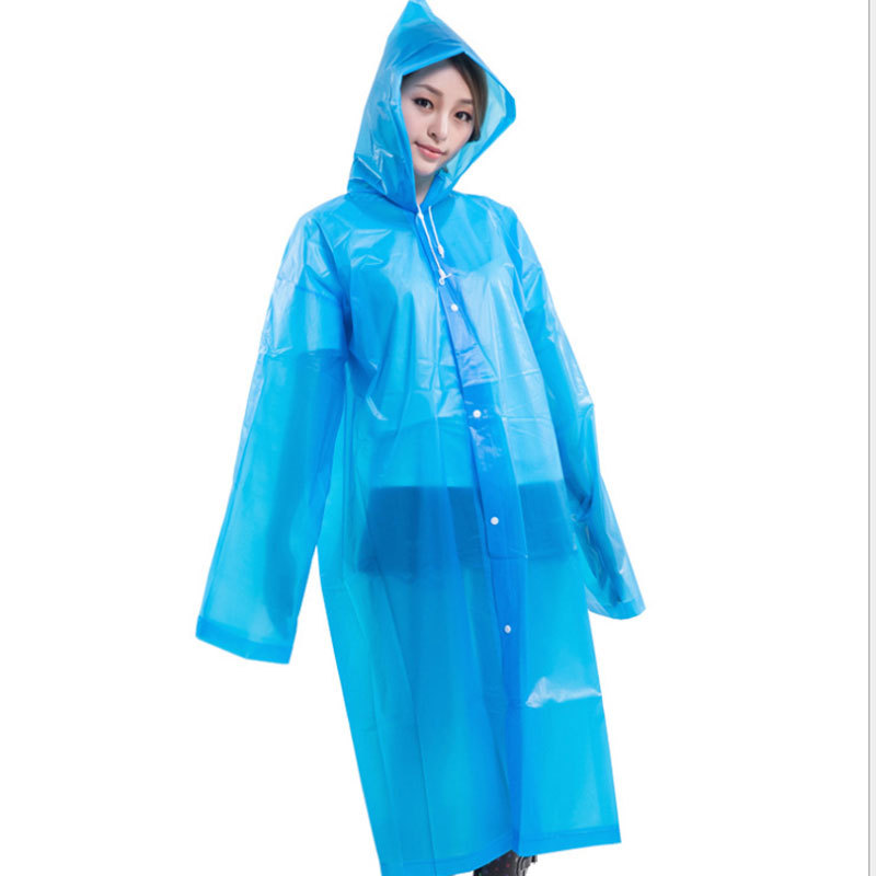 Picture of Adult Non-Disposable Raincoat EVA Transparent Hiking Protective Raincoat Button Poncho Outdoor Lightweight Raincoat