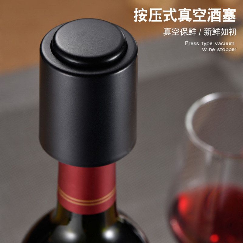 Picture of Multi-functional stainless steel press-type wine stopper wine stopper Wine Beer Champagne preservation stopper vacuum wine stopper