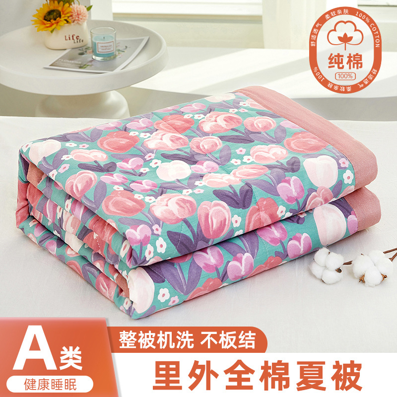 Picture of Class A Mother and Infant Grade Xinjiang Cotton Summer Cool Quilt Household Cotton Machine Washable Air-conditioning Quilt Summer Pure Cotton Single Thin Quilt