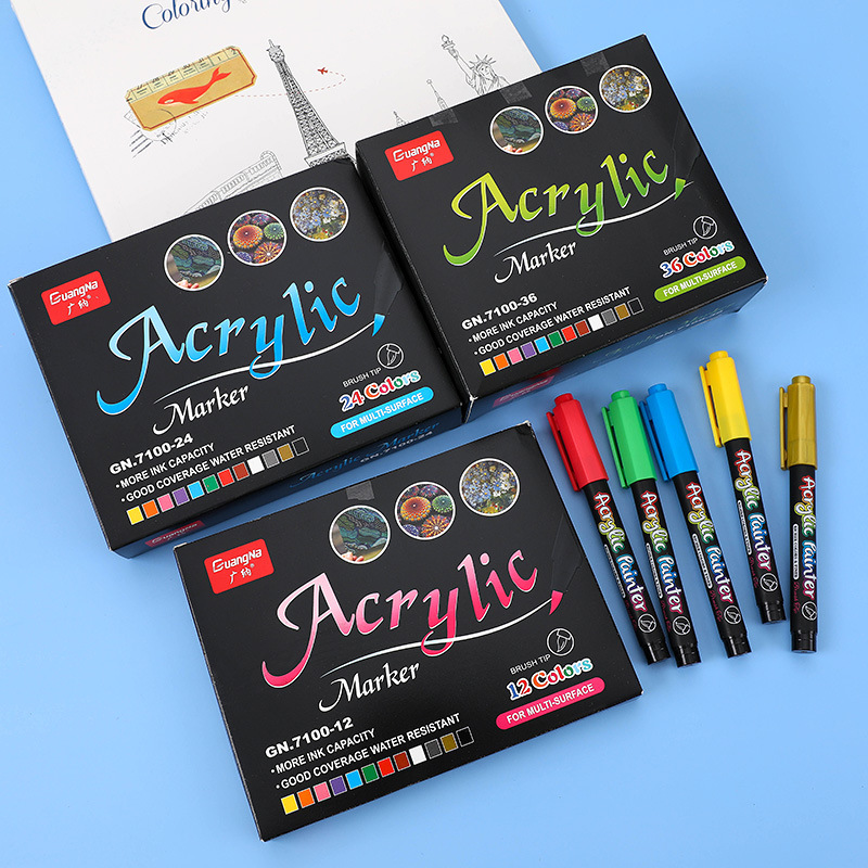 Picture of Guangna 7100 Acrylic Marker 60/100 Color Soft Hair Color Album DIY Painting Hand-painted Graffiti Marker