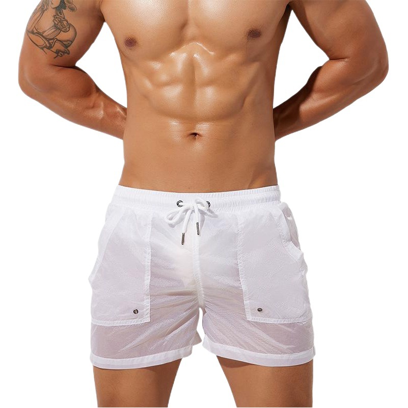 Seobean Shebin Men's Sports Pants Semi-Transparent Lightweight Sports Pants Men's Fitness Beach Pants 00603