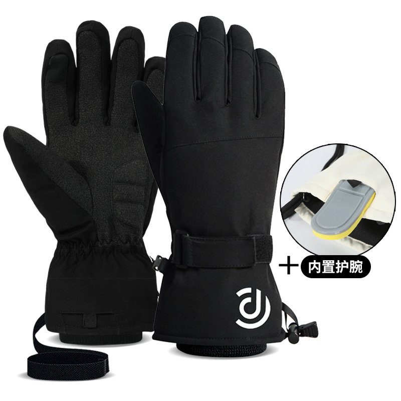 Picture of Kevlar ski gloves winter warm waterproof 3M men's outdoor thickened waterproof built-in wrist guard women wholesale