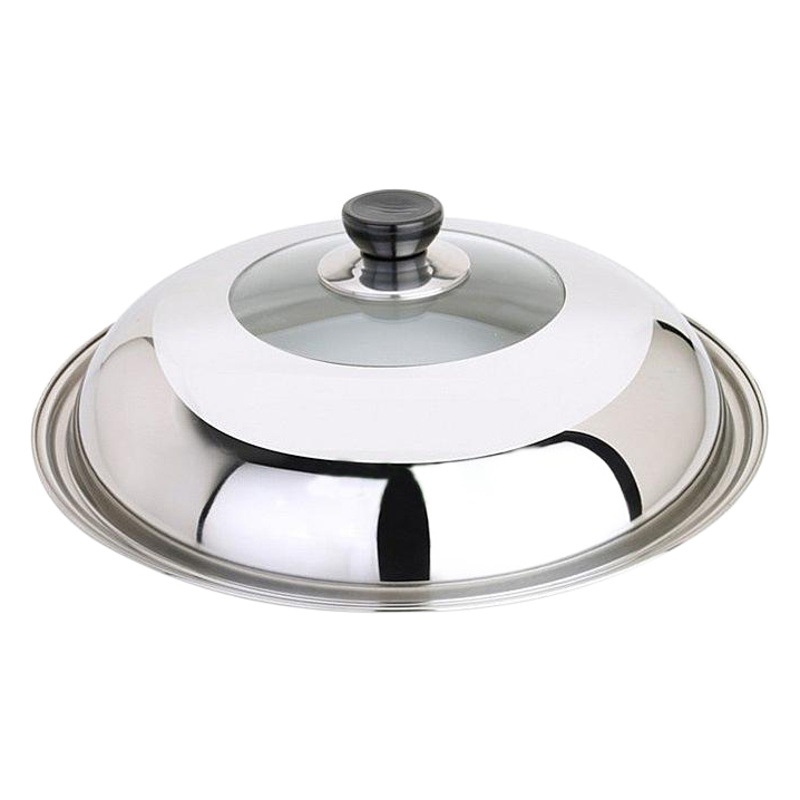 Stainless Steel Pot Lid Tempered Glass Transparent Combination Lid Kitchen Large Wok Cooking Pot Lid Visible 36cm34cm